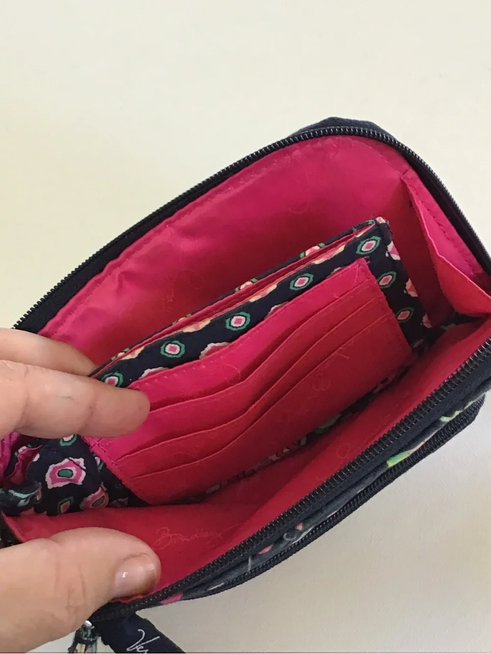 Vera Bradley Navy Paisley Floral Zip Wristlet